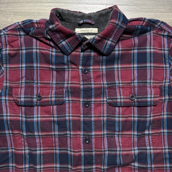 L.L. Bean Men's Fleece-Lined Flannel Shirt Jacket - Red Plaid - Picture 2 of 6